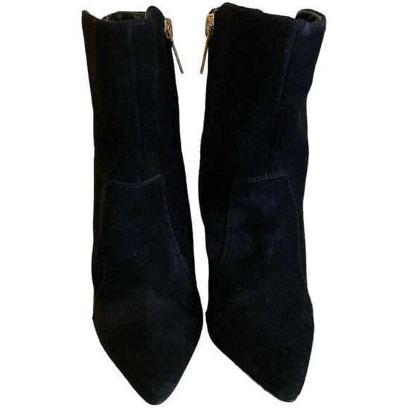 Victoria's Secret Womens Wedge Ankle Booties Black Suede Side Zip Size 6 - Picture 1 of 4